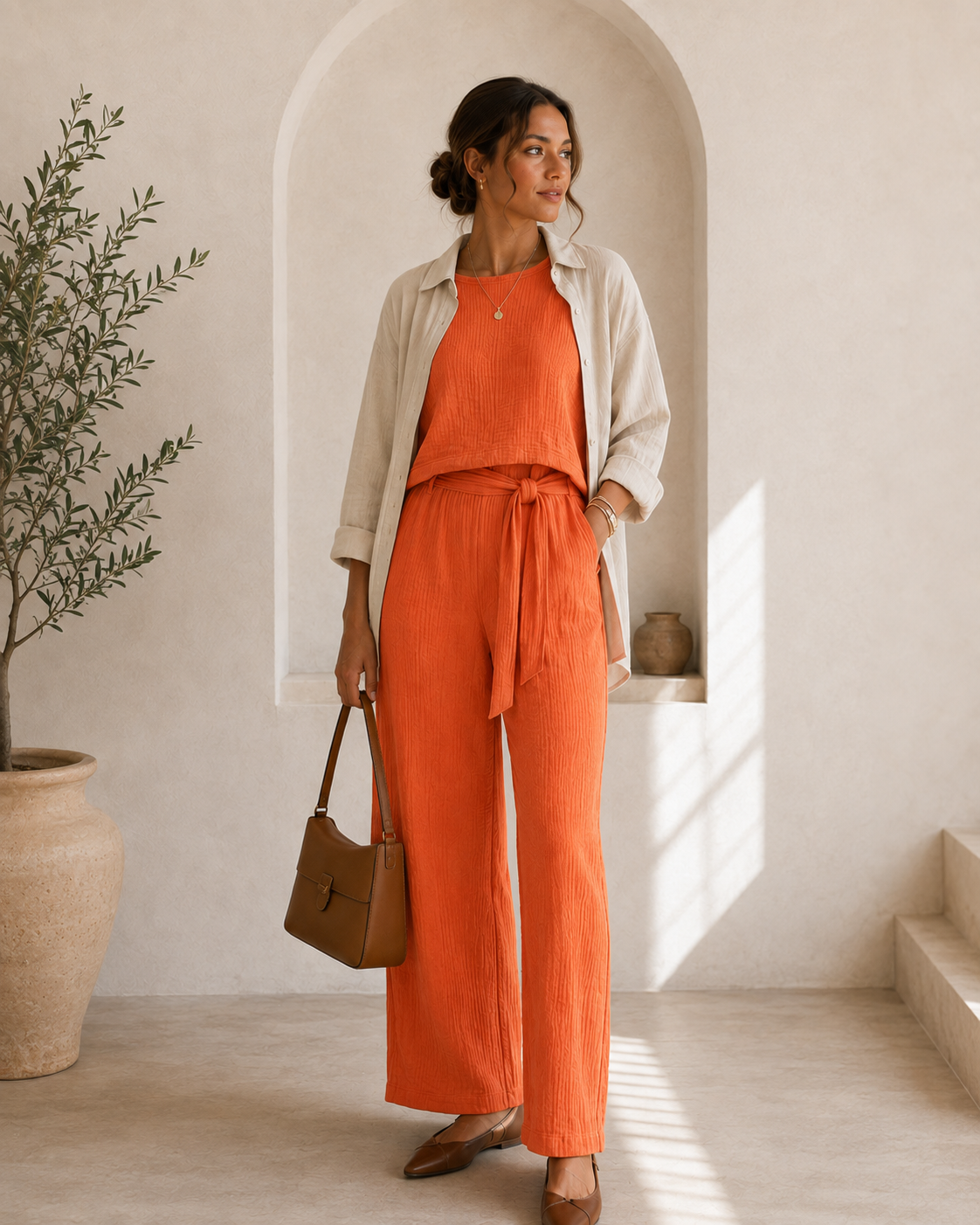 Batwing Sleeve Blouse & Trousers Set