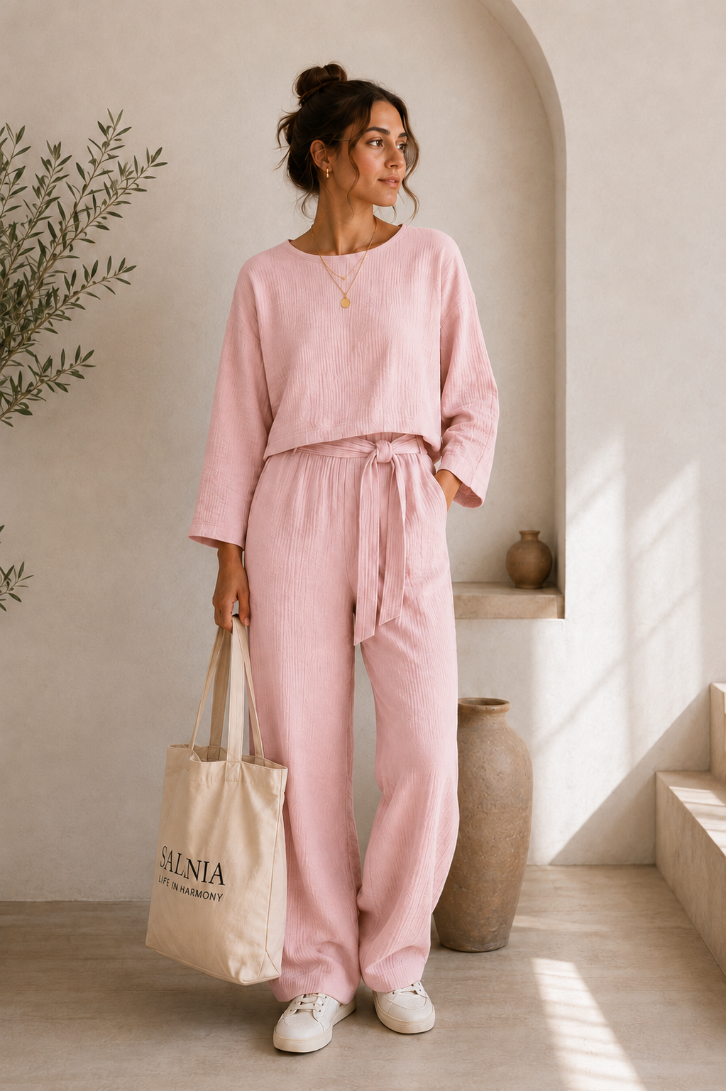 Batwing Sleeve Blouse & Trousers Set