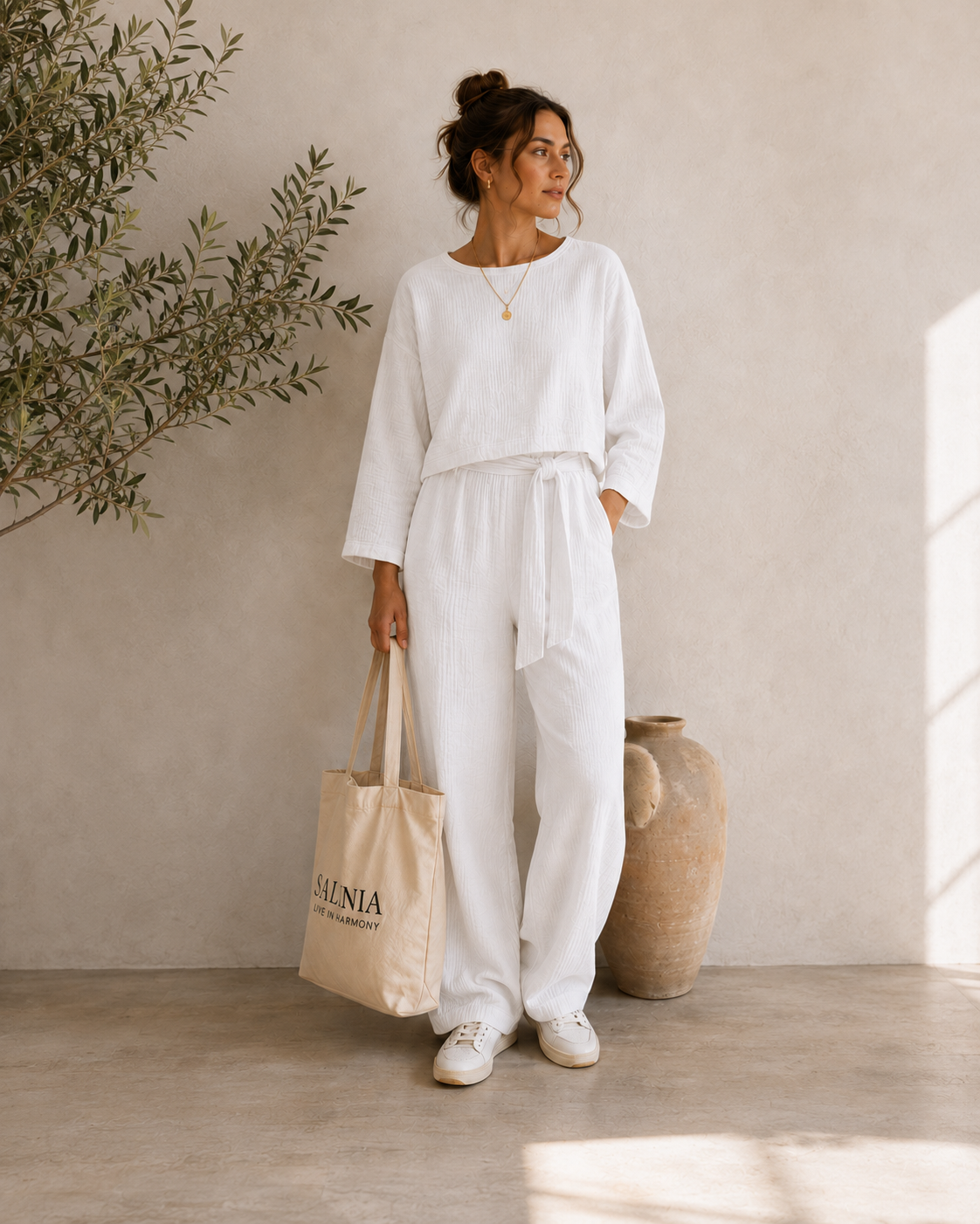 Batwing Sleeve Blouse & Trousers Set