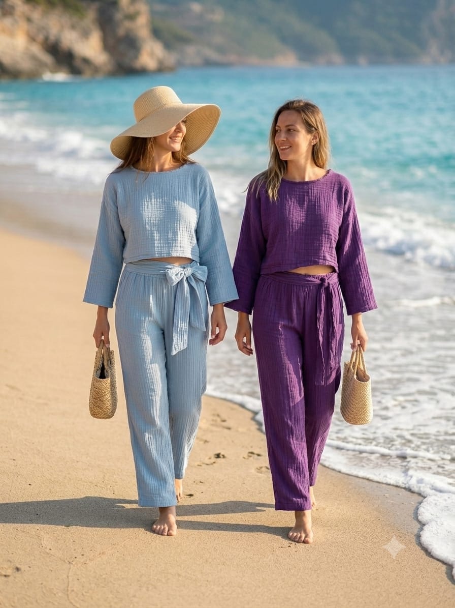 Batwing Sleeve Blouse & Trousers Set
